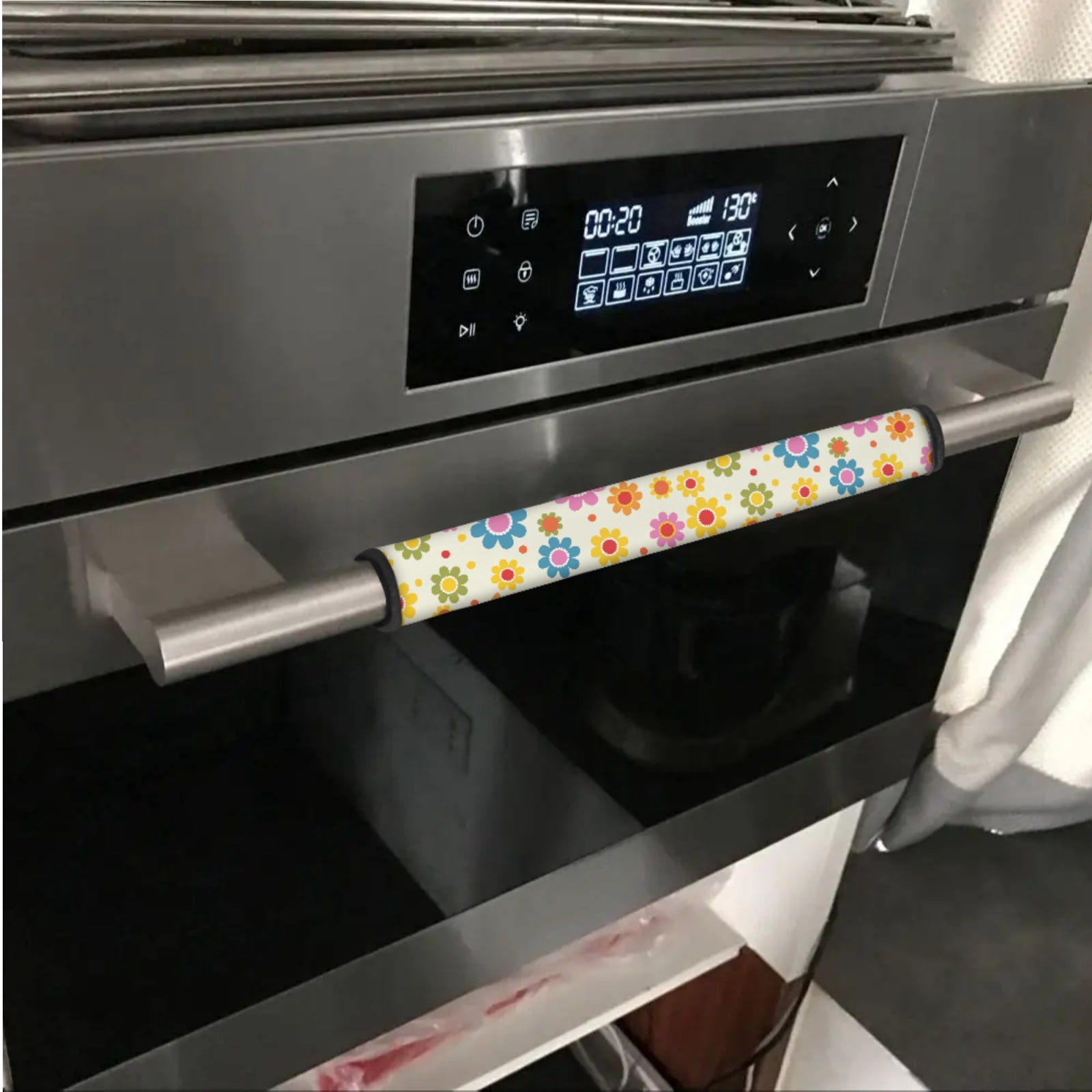 SEANATIVE Refrigerator Door Handle Covers Set of 6 Kitchen Electrical Appliance Decor Handles Universal for Fridge, Microwave, Oven, Kitchen Cabinet, Dish Washer, Colorful Hippie Flower