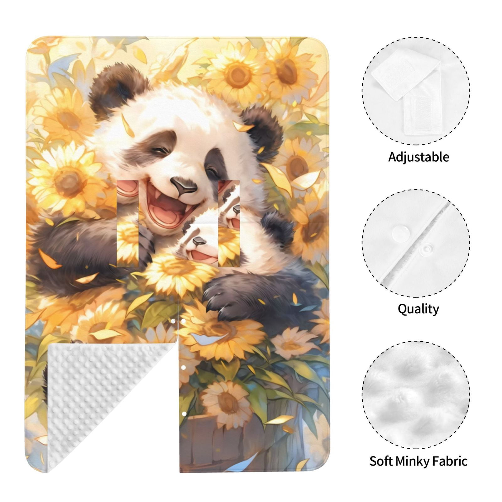 Naloa Cute Panda Sunflower Baby Car Seat Cover, Breathable Baby Carrier Cover, Multiuse Baby Carrier Cover & Nursing Breastfeeding Cover