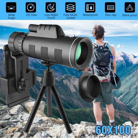 80x100 monoculars high power monoculars adult low night vision monoculars for smartphone adapter monoculars hunting wildlife bird watching travel camping hiking