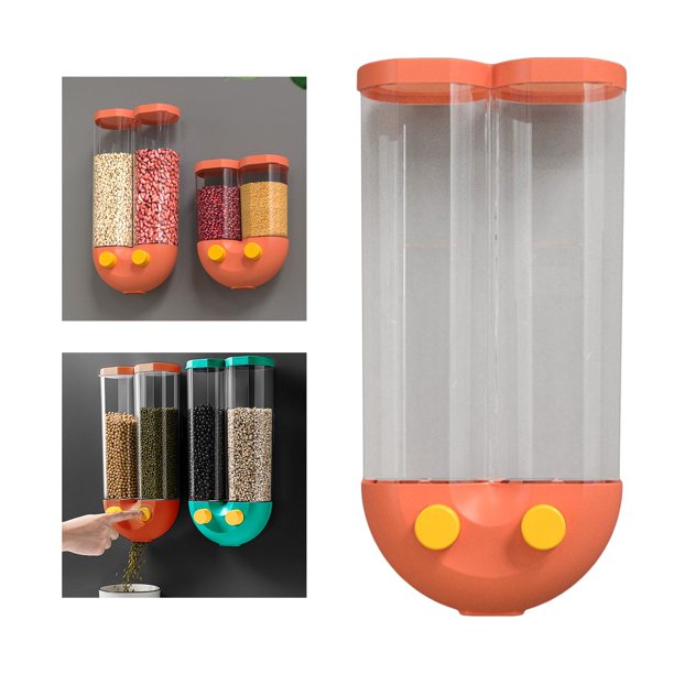 Dispensador alimentos secos en de 2 compartimentos, este para utilizar recipiente refrigerio práctico Naranja 16x8x33cm perfecl Dispensador de granos