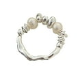 thumbnail image 1 of Women Ring Imitation Pearl Decor Irregular Shape Beads Handmade Ring Adjustable Opening Design Finger Ring, 1 of 8