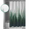 thumbnail image 4 of Green Forest Shower Curtain, 72" x 72", Nature Woodland Tree Misty Forest Silhouette Landscape Waterproof Bathroom Curtain Washable Shower Curtain Set with 12 Hooks, 4 of 6