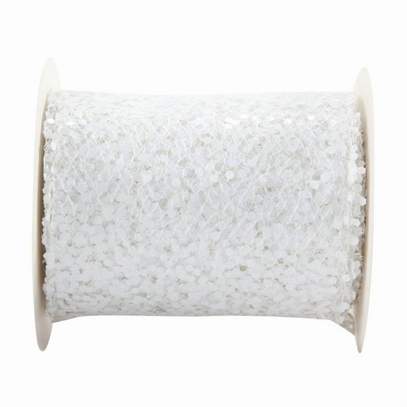 White Wired Ribbon with white Glitter Edge 10cm Christmas Ribbon for Tree Gift Wrapping Wreaths Garland Topper Bows Crafts Home Decor -10 Yards
