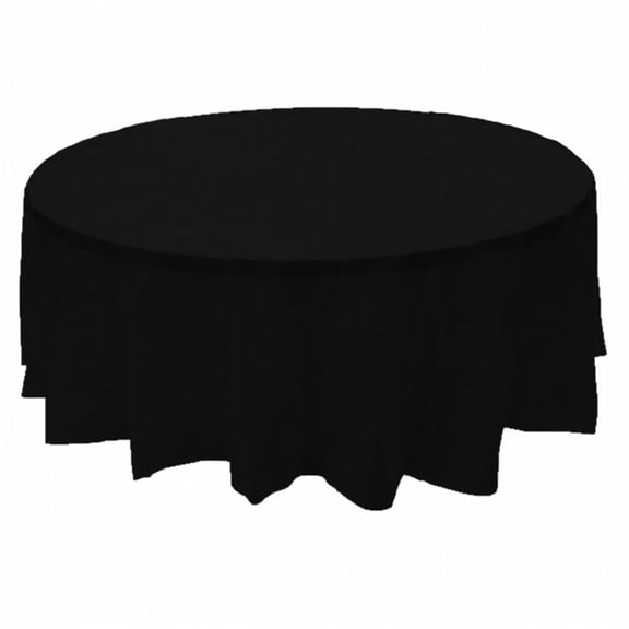 2 Plastic Round Tablecloths 84" Diameter Table Cover - Black