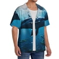 thumbnail image 2 of Gukieu Ocean Dolphin Fish School Print Men's Short-sleeved Shirts, Button-down Pocket Shirts, T-shirts, Beach Vacation Travel Summer Clothing-XX-Large, 2 of 5