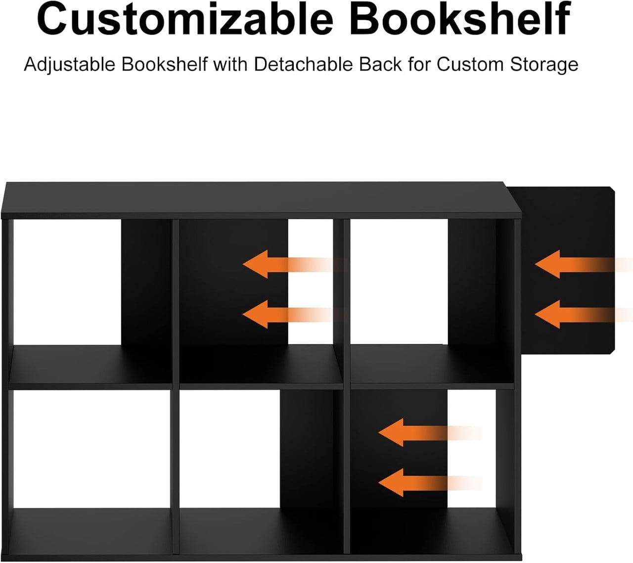 Sybels Cube Storage Shelf, 6-Cube Bookshelf with Removable Dividers，a Versatile Organizer , suitable for living rooms, home offices, and bedrooms, Black