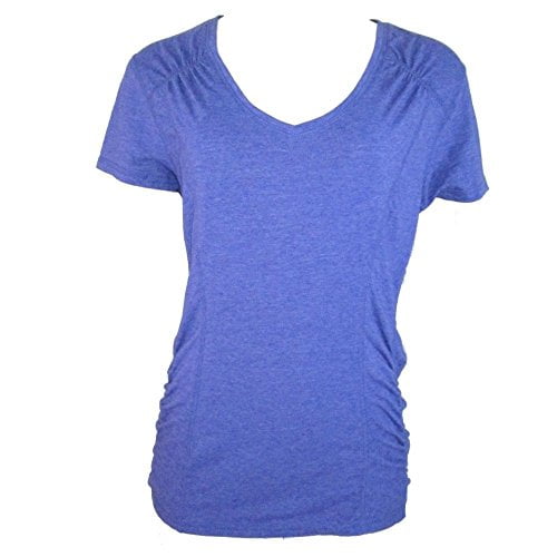 Tangerine Womens Athletic T-Shirt Top V Neck Blue Iris (Small)