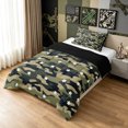 thumbnail image 2 of Manfei Minimalism Camo Twin Comforter Sets, Old Fashion Camouflage Bedding Set, Dark Olive Green, Black Reversible, 2-Piece, 1 Comforter and 1 Pillowcase, 2 of 7