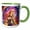 Green/White, variant on 3drose, Cat Woman. Stunning Redhead Cat Girl Against the Purple Colors Gift, 15oz Two-tone Red Mug