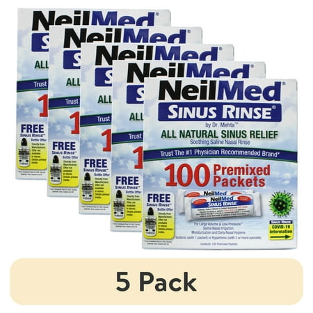 (5 pack) NeilMed Sinus Rinse Premixed Refill Packets 100 Each