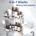 thumbnail image 4 of Juego de 5 Estanteria Ducha para Baño,Organizador Baño Sin Taladros y Soportes de Jabón,Estantes de Regadera con 2 Cesta de Almacenamiento y 4 Ganchos,para Cocina,Ducha,Hotel (Blanco),Blanco, 4 of 7
