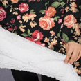 thumbnail image 3 of Oversized Wearable Blanket Hoodie,Pioneer Flower Floral Print Pattern Sherpa Blanket Hoodie with Super Pockets,Super Warm Fuzzy Pullover for Women & Men, 3 of 6
