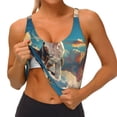 thumbnail image 3 of KLL Colorful Sky Puppy for Workout Tank Tops for Women,U Back Fitness Top Built in Shelf Bras Padded Fit for Yoga Gym-Large, 3 of 8