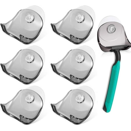 

6 Pack Portable Razor Holder Rack Shelves with Suction Cup Hooks Apply for Shower Bathroom Travel(Grey)