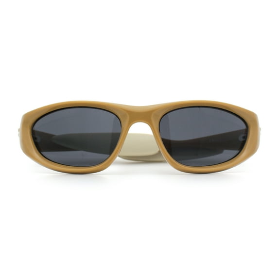 Retro Classy Oval Wrap Around Vintage Sport Soft Arm Tip Plastic Sunglasses Light Brown - Black