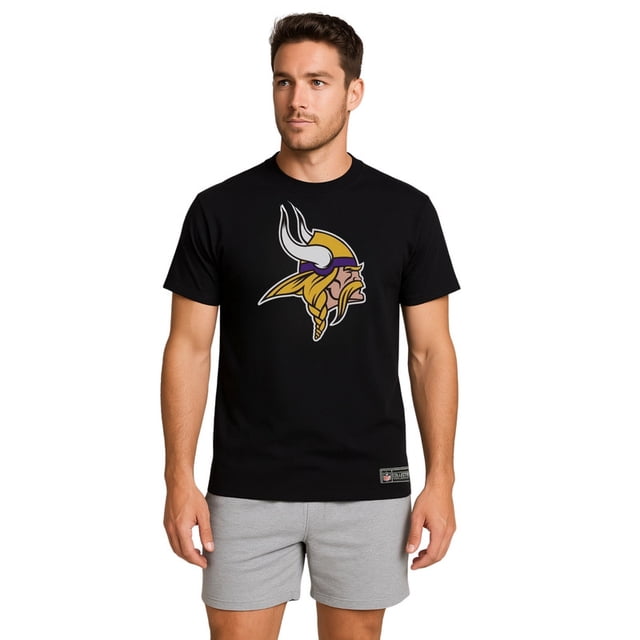 NFL Playera Aficionado Básica Minnesota Vikings Negro para Hombre, Talla Chica