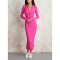 thumbnail image 2 of KelaJuan Women Long Dress, Long Sleeve Hooded Zipped Solid Slim Fit Bodycon Dress Fall Dress, 2 of 6