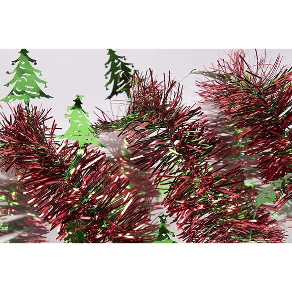PMU Christmas Trees Tinsel Garland 9' Red and Green Pkg/1