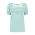 thumbnail image 4 of Ltctricy Summer Tops for Women Fashion Casual Puffl Short Sleeve Square Neck Striped T Shirts Loose Tunic Tee Blouses, 4 of 7