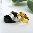 thumbnail image 6 of Lindmeyers Beveled Matte Stainless Steel Wedding Band Ring,0.3",Silver/Gold/Black, 6 of 10