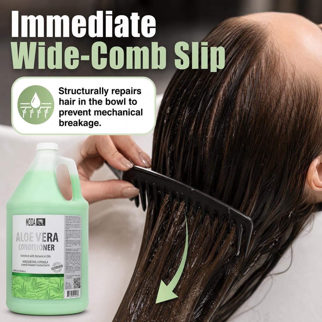 MODA - Moisturizing Conditioner for all Hair Types, Aloe Vera, 128 Oz, Professional - Strengthens, Moisturizes, Leaves Hair Soft and Shiny, Adds Volume, Protects Color and Restore