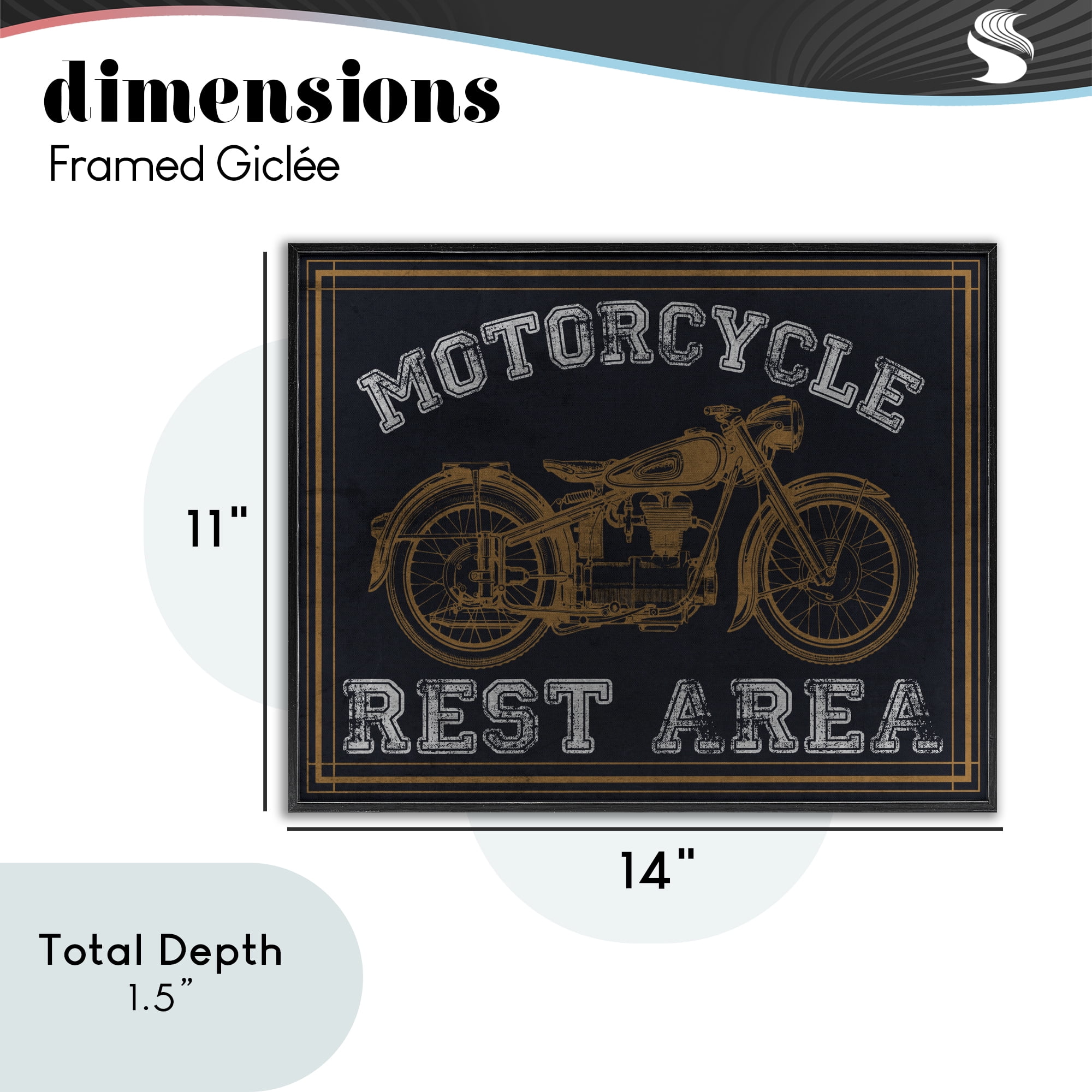 Stupell Industries Motorcycle Rest Area Black Framed Giclee Art, design by Marcus Prime