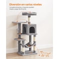 thumbnail image 3 of Árbol para Gatos, Torre de Gatos, Altura 112 cm, 4 Postes, 2 Plataformas, 1 Cueva, 1 Hamaca, 2 Pompones, Gris Claro, 3 of 9