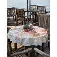 thumbnail image 2 of Outdoor Tablecloth with Umbrella Hole Zipper Pink Floral Round Tablecloth 54" Waterproof Outside Table Cloth Pastoral Flower Garden Vintage Wooden Grain Patio Table Cover Tablecloths for Picnic Party, 2 of 8