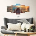 thumbnail image 2 of Elephant Stock Sunset Over Sea Dock Wall Art - Horizontal Multi Panel Canvas - Living Room Wall Decor - Nautical Multi Panel - Brown And Orange Decor - 42" x 19", 2 of 4