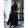 thumbnail image 5 of Women'S Elegant Casual Short Sleeve Work Party A-Line Dress Black XL, 5 of 9