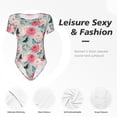 thumbnail image 4 of Saiise Motif Roses et Papillons Grenouillère à Manches Courtes pour Femmes Col Rond Pyjama Justaucorps Extensible avec Fermeture à Pression-TG, 4 of 7