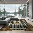 thumbnail image 2 of ODIKA 6'x9' Washable Area Rug Retro Plaid Bordered Panel Farmhouse Border Motif Vintage Door Flowing Dynamic for Family Room, Living Room, Master Bedroom, Non-Slip, Easy Care, 2 of 7