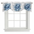 thumbnail image 2 of Summer Tie Up Valances Curtain, Adjustable Kitchen Ocean Blue Geometric Texture Conch Starfish Wood Grain Valances for Windows Decor, Rod Pocket Short Curtains Set for Bedroom/Bathroom, 54"x18", 2 of 9