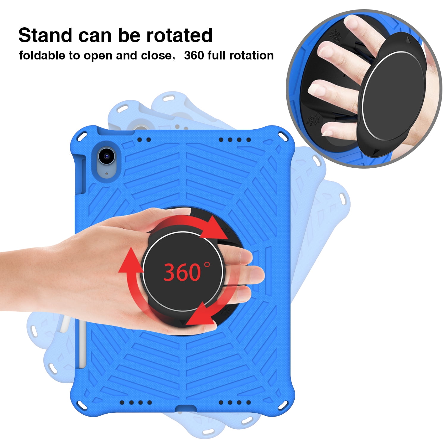 Dteck Rugged Case for Apple iPad (10th generetaion) 10.9-inch 2022, Shockproof Drop Protection Cover with 360 Rotatable Kickstand Shoulder Strap Pencil Holder for 10.9" iPad 10th Gen Case 2022,Blue