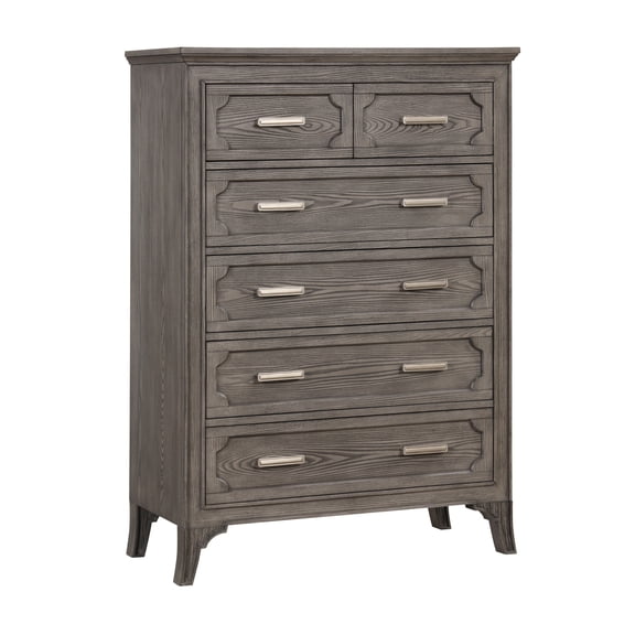 New Classic Furniture Lisbon Solid Wood 5-Drawers Bedroom Chest in Gray