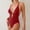 Red, variant on Trendy One Piece Swimsuit Women Plunge V Neck Cheeky Swimwear Backless Criss Cross Swimsuit Tummy Control Bathing Suit Blue S