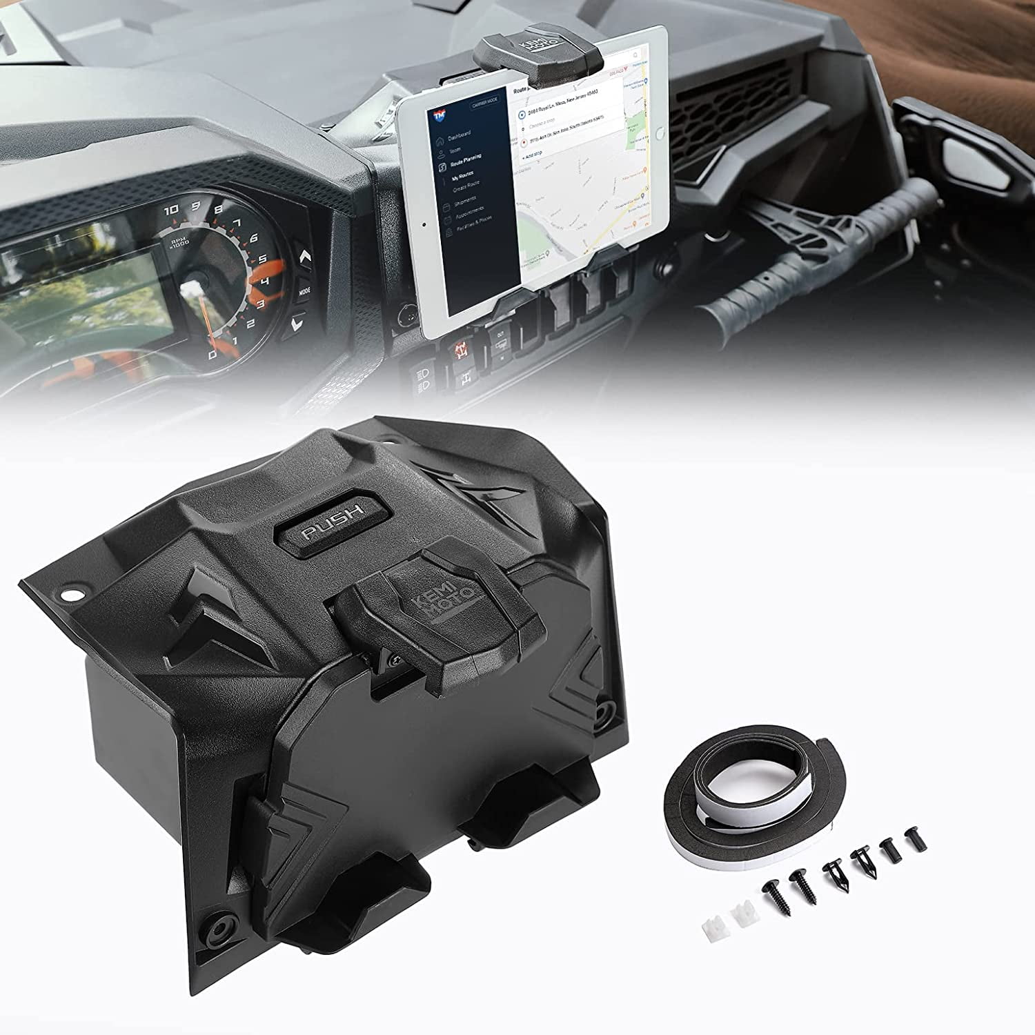 kemimoto Electric Device Tablet Holder GPS Mount Phone Mount Storage Box Compatible with 2019-2023 Polaris RZR XP Turbo RZR XP 1000 Tablet Holder Mount