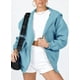 thumbnail image 4 of Sudadera con Capucha con Cierre para Mujer PRETTYGARDEN 2025 Azul Lago Talla M, 4 of 7