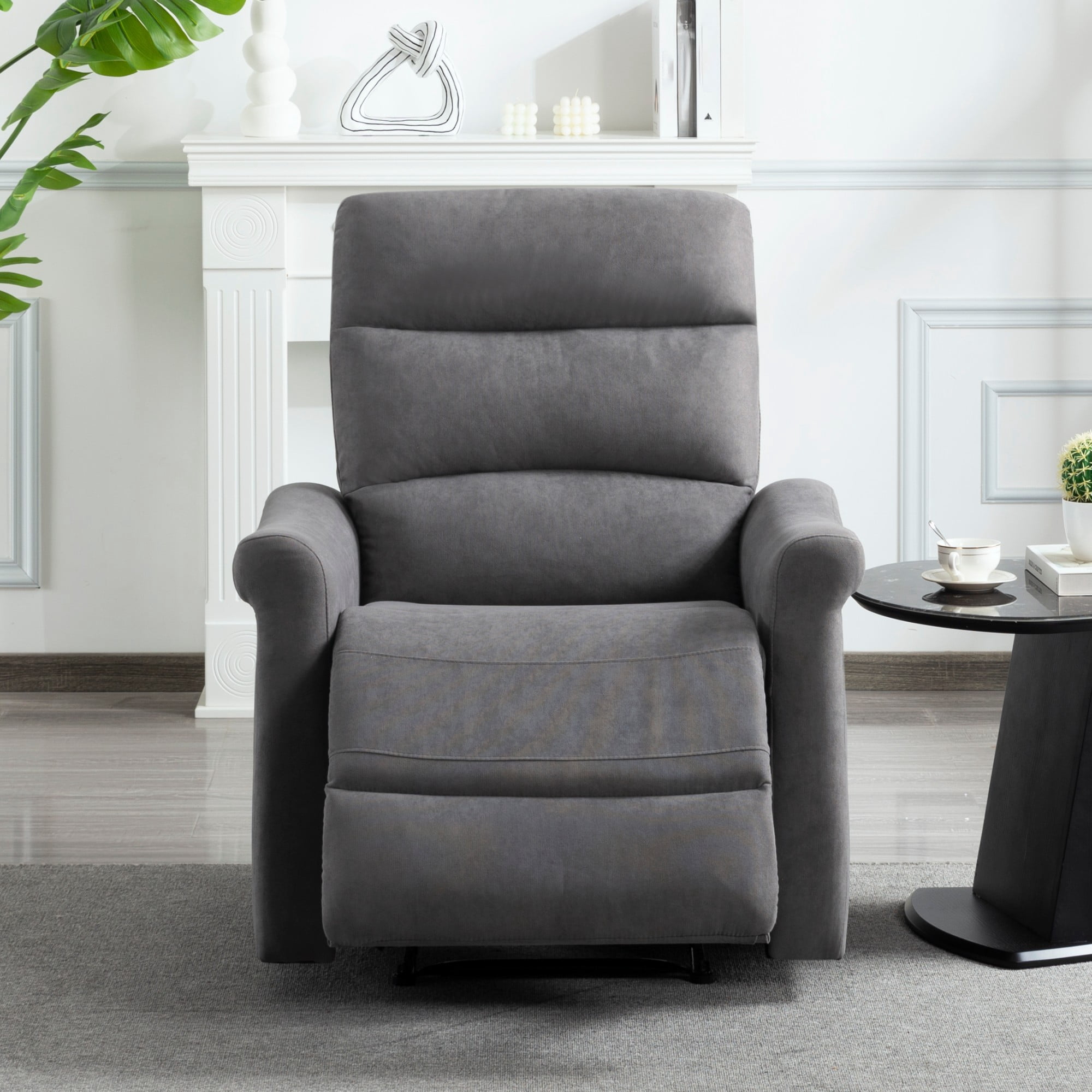 Gewnee 31.89" Manual Recliner Chair, Adjustable Reclining Lounge Chair, Linen Upholstered Wood & Metal Frame Single Sofa Recliner for Living Room, Office, Dark Grey