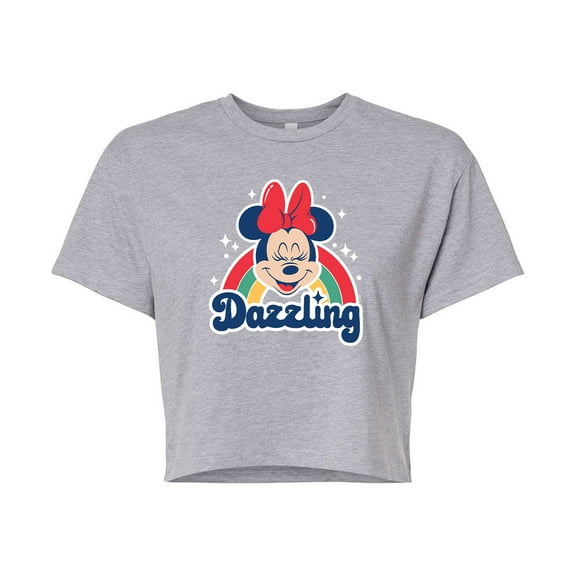 Mickey & Friends - Dazzling Minnie - Juniors Cropped Cotton Blend T-Shirt