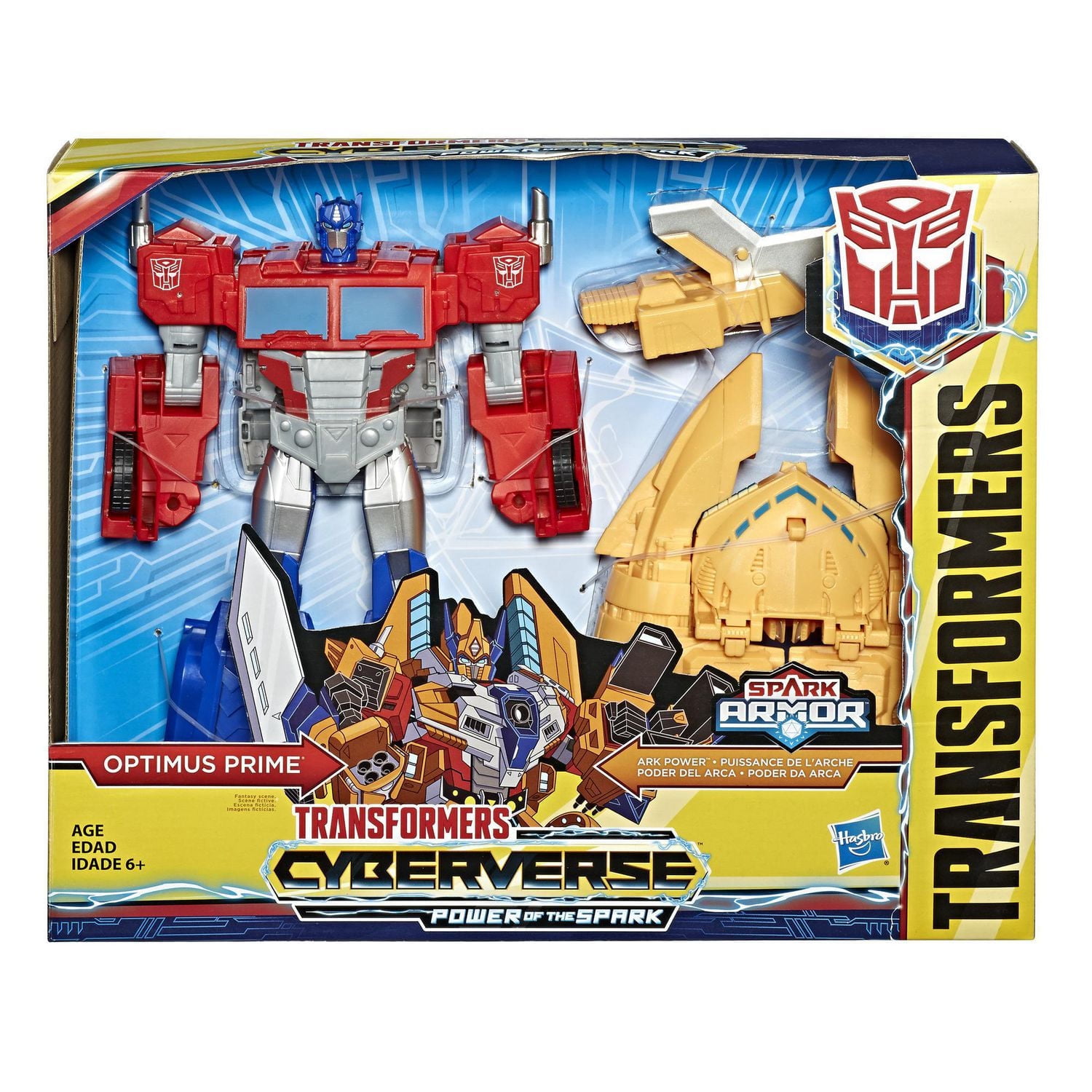 Transformers Toys Cyberverse Spark Armor Ark Power Optimus Prime Action Figure - Combines with Ark Power Vehicle to Power Up - For Kids Ages 6 and Up, 12-inch
