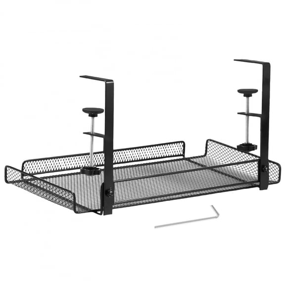 Under Desk Cable Management Tray Carbon Steel No Drill with Clamps Desk Wire Organizers Tray Cable Management Storage Tray