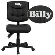Flash Furniture Personalized Mid-Back Black LeatherSoft Multifunction Swivel Ergonomic Task Office Chair