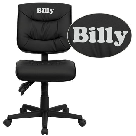 Flash Furniture Personalized Mid-Back Black LeatherSoft Multifunction Swivel Ergonomic Task Office Chair