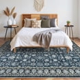 thumbnail image 4 of LIVEBOX Washable Area Rug 8x10 - Large Blue Boho Living Room Rug Vintage Rugs for Bedroom, Non-Slip Retro Floral Carpet Print Distressed Accent Rugs for Dining Room Home Office, 4 of 8