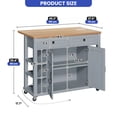 thumbnail image 3 of ModFusion 45" Kitchen Island Cart Drop Leaf Power Outlet Rolling Casters Storage Cabinet Drawers Spice Rack Gray, 3 of 9