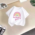 thumbnail image 2 of Girls Birthday Girl Rainbow Print T-Shirt, Short Sleeve Crew Neck Casual Tee for Kids, Cute Birthday Party Top for Daily Wear(Pink,9-10 Years), 2 of 4