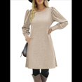 thumbnail image 2 of Vestido de Punto para Mujer con Mangas Abullonadas, Cuello Redondo, Informal, para Otoño e Invierno Albaricoque L, 2 of 6