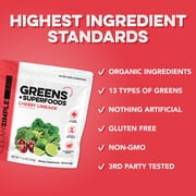 Clean Simple Eats Super Greens Powder, Cherry Limeade, Prebiotic Superfood Blend, No Artificial Ingredients, Gluten Free, 11.6 oz, 30 Servings