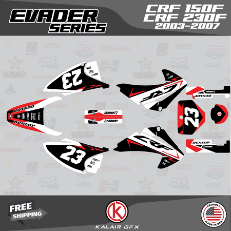 Kalair GFX Graphics Kit for Honda CRF230F (2003-2007) Evader Series Kalair GFX Graphics Kit for Honda CRF230F (2003-2007) Evader Series
